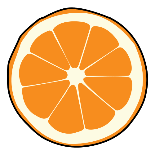Media naranja Una naranja partida por la mitad.