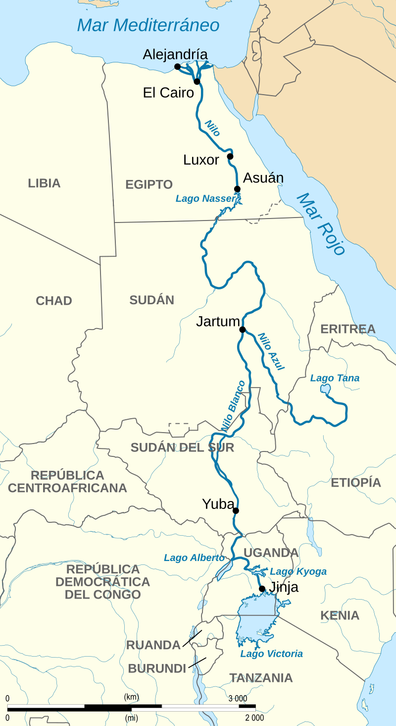 Mapa del río Nilo