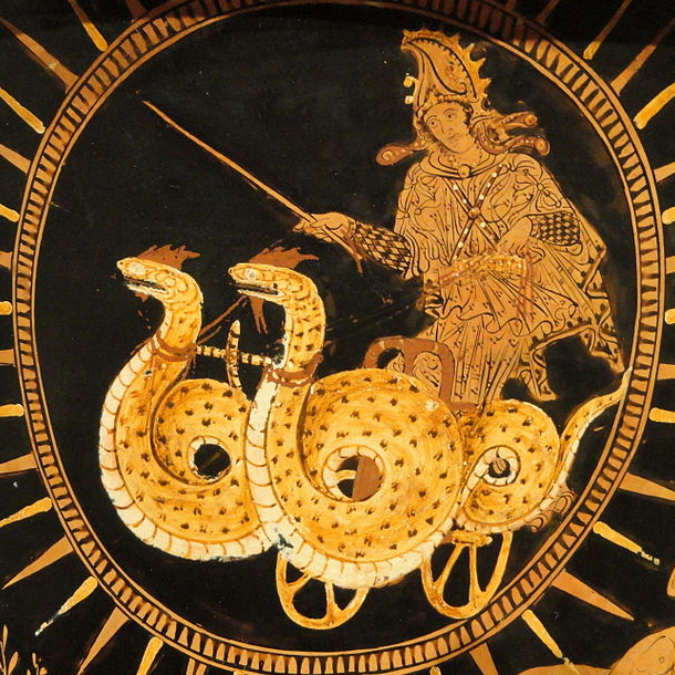 Medea en un carro tirado por dragones alados