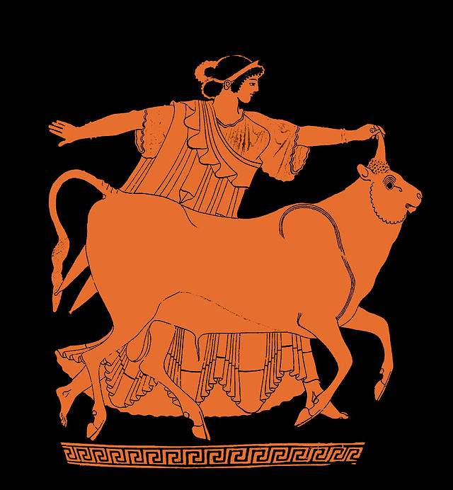 Europa se acerca al toro en que se ha convertido Zeus para seducirla