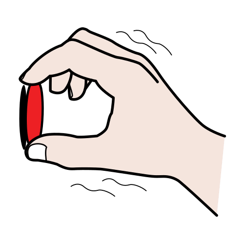 La imagen muestra una mano tratando de arrancar un objeto rojo.