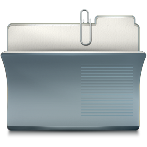 icono de una carpeta o archivo con documentos en su interior sujetos por un clip