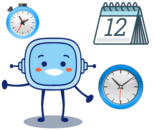 Rétor tiene a su alrededor un reloj, un cronómetro y un calendario