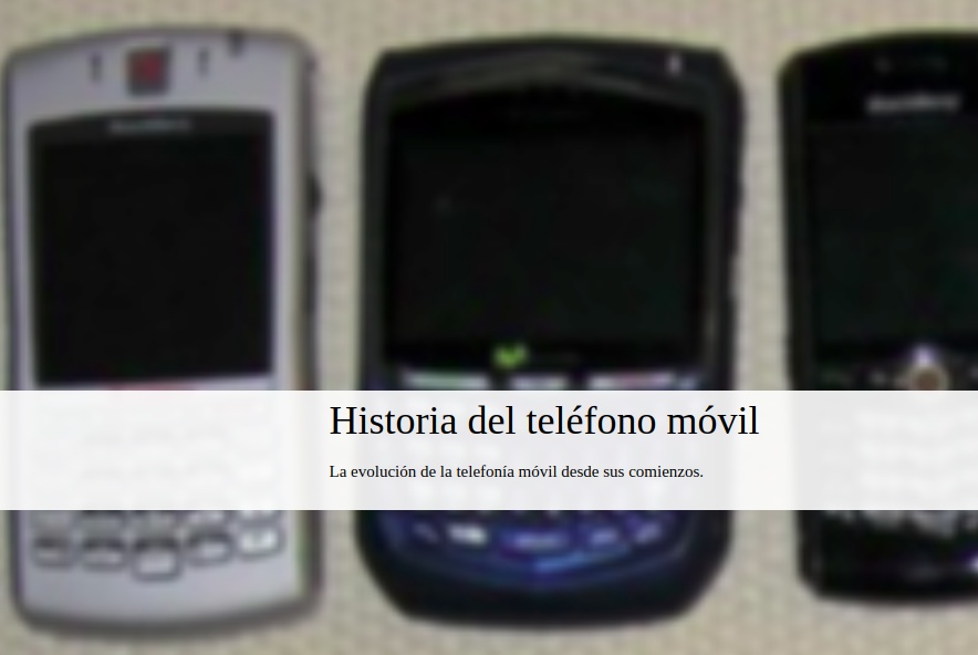 captura de pantalla de la actividad en H5P titulada 'Historia del teléfono móvil'