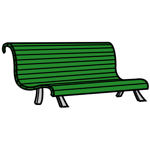 La imagen muestra un banco verde, de parque, para sentarse.