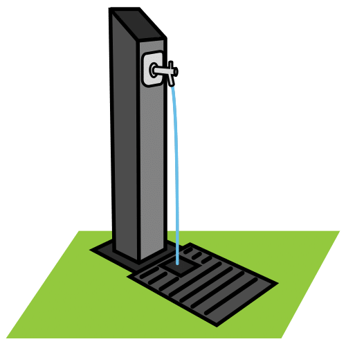 La imagen muestra una fuente con un chorro de agua.