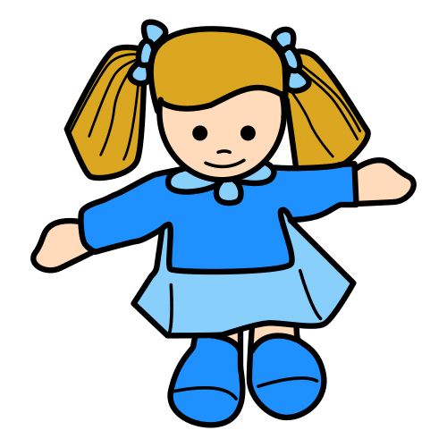 La imagen muestra una muñeca vestida de azul y rubia.