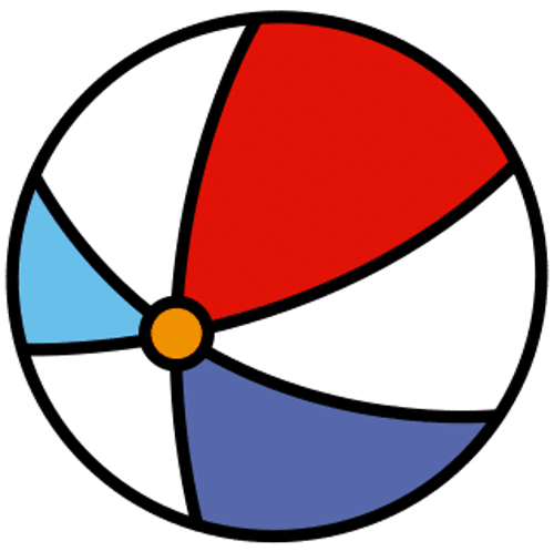 La imagen muestra una pelota de playa de varios colores.