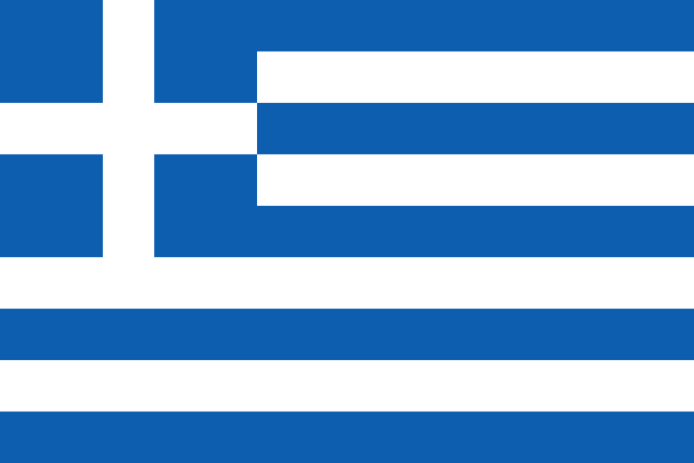 Bandera de Grecia: cruz blanca rodeada por bandas azules