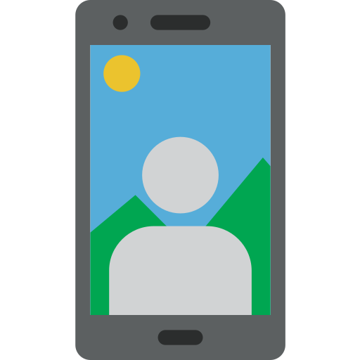 Icono de un selfie sobre la pantalla de un móvil