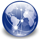 Icono de un globo terráqueo interconectado