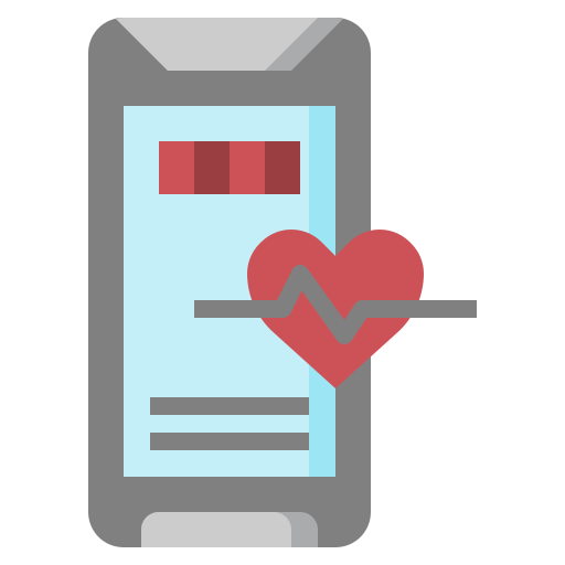 Icono de latidos del corazón en un teléfono móvil.