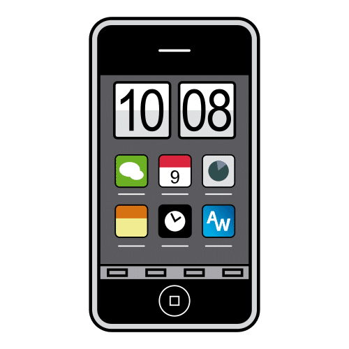 Móvil smartphone con pantalla encendida donde se pueden ver varias aplicaciones