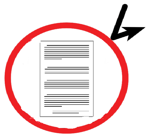 Un documento dentro de un círculo rojo con una flecha desde fuera  rebotando en el mismo.