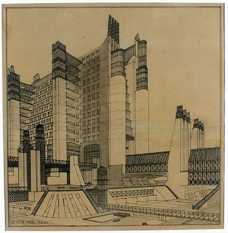 Antonio Sant'Elia. Casa con ascensor, 1914