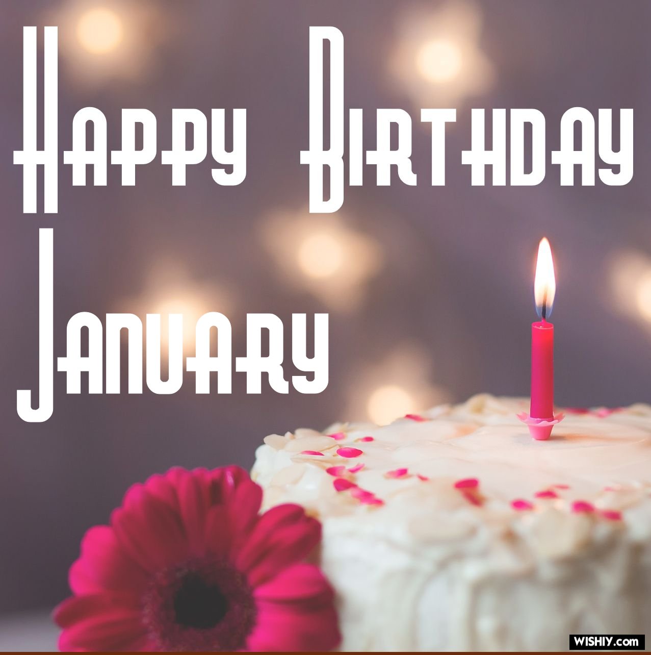 La imagen muestra una tarta con una vela y la palabra enero en inglés.