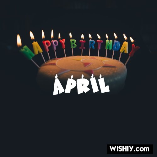 La imagen muestra una tarta con muchas velas y la palabra abril en inglés.