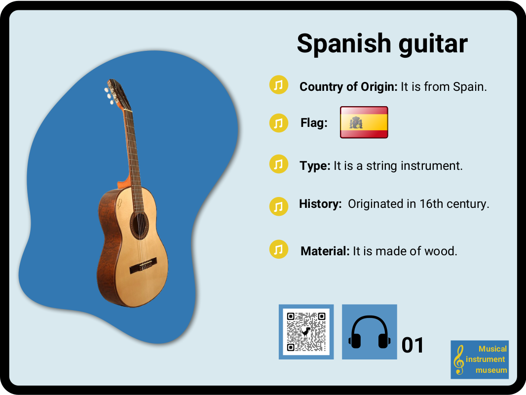 En la imagen puedes ver la cartela de información de una guitarra española