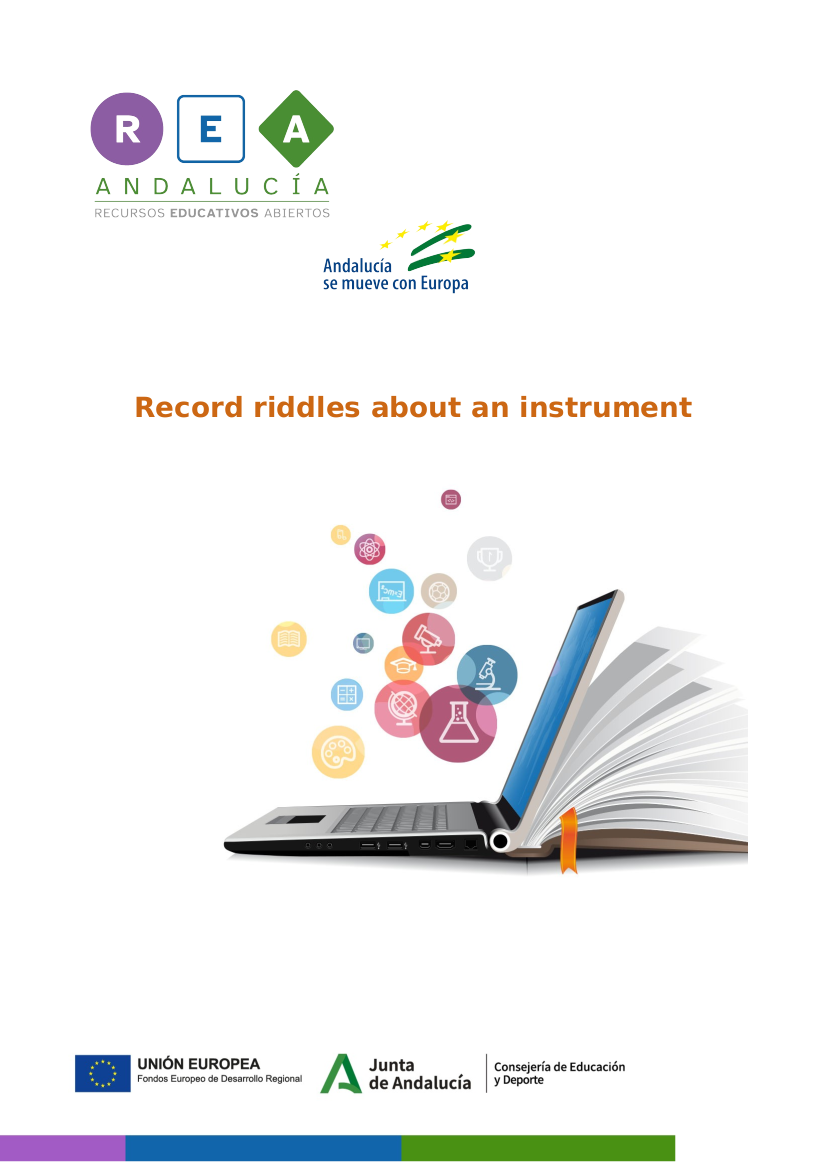 En la imagen puedes ver la primera página de la ficha Record riddles about an instrument. Haciendo click en ella puedas acceder a dicha ficha para realizarla