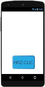 La imagen muestra la representación de un móvil que tiene en la parte inferior de su pantalla con fondo blanco un botón azul en cuyo interior se lee el texto haz clic