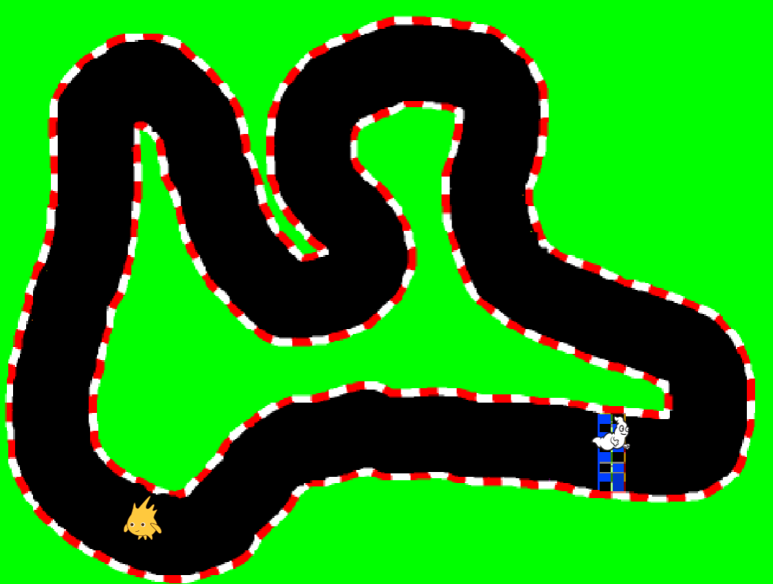 Imagen de una pista de un juego de carreras