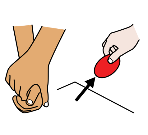 La imagen muestra un dibujo de una mano cogiendo a otra. Al lado aparece una mano cogiendo un objeto con facilidad.