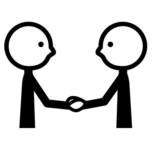 La imagen muestra un dibujo de dos personas dándose la mano.