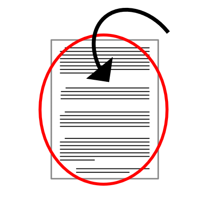 La imagen muestra un dibujo de un folio escrito de arriba abajo. Lo escrito está rodeado y destacado con un círculo rojo y señalado con una flecha.