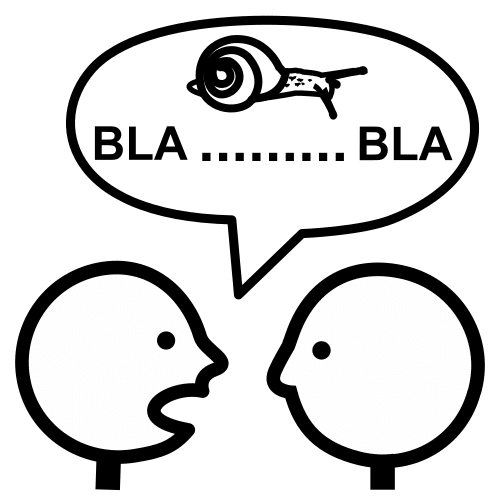 La imagen muestra un dibujo de dos personas hablando lento para practicar.