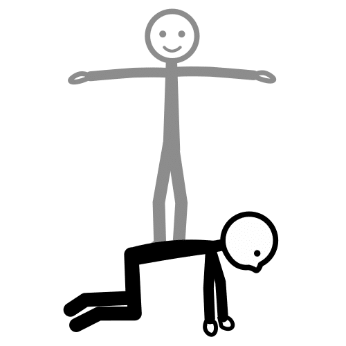 La imagen muestra un dibujo de dos personas haciendo gimnasia acrobática. Uno de ellos hace el rol de base y otro el de portor.