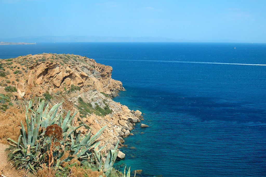 Promontorio del cabo Sunion cerca de Atenas, Grecia.