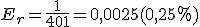 E_{r}=\frac{1}{401}=0,0025(0,25%)