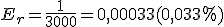 E_{r}=\frac{1}{3000}=0,00033(0,033%)