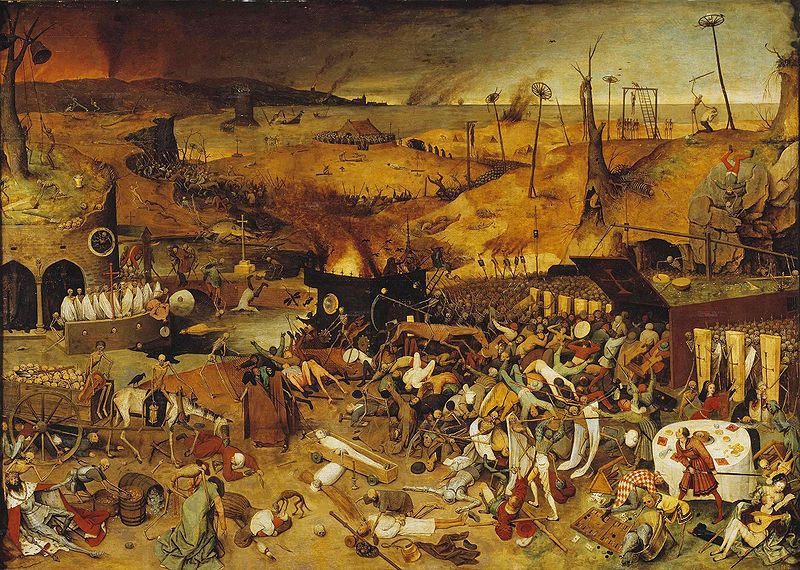 En su obra "El triunfo de la muerte", el pintor Peter Brueghel representó alegóricamente la mortalidad catastrófica como un fenómeno característico de la época en la que vivió.