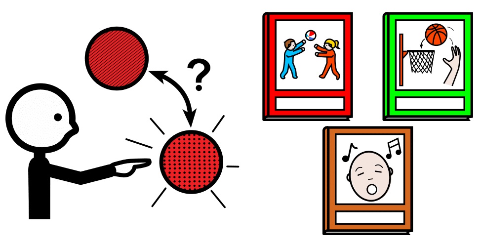 La imagen muestra los pictogramas elegir y libro
