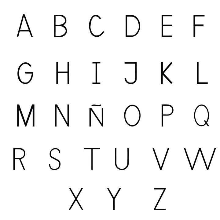 Aparecen todas las letras del abecedario en color negro.