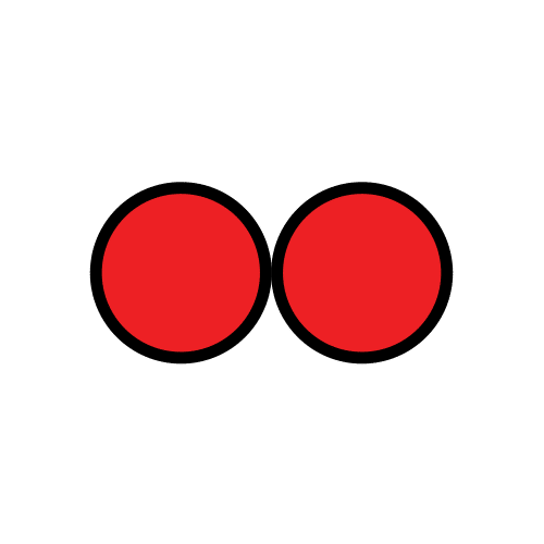 Dibujo donde aparecen dos círculos rojos iguales uno junto a otro.