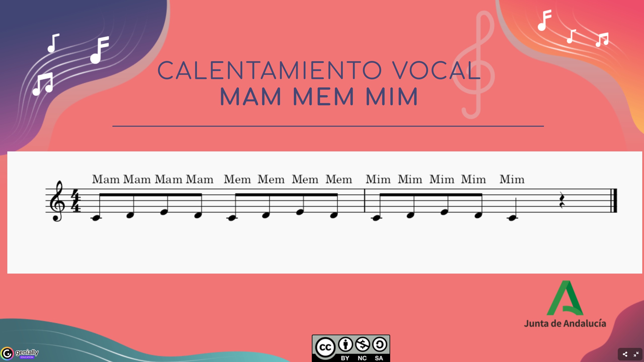 Ejercicio de calentamiento vocal MAM MEM MIM.