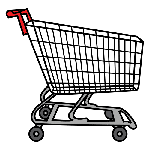 La imagen muestra un carrito de supermercado para la compra. 