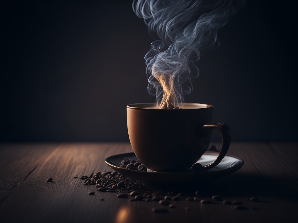 Taza de café humeante. Taza de café humeante.