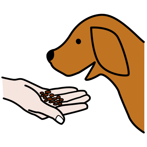 En la imagen aparece un pictograma que representa la acción alimentar a las mascotas