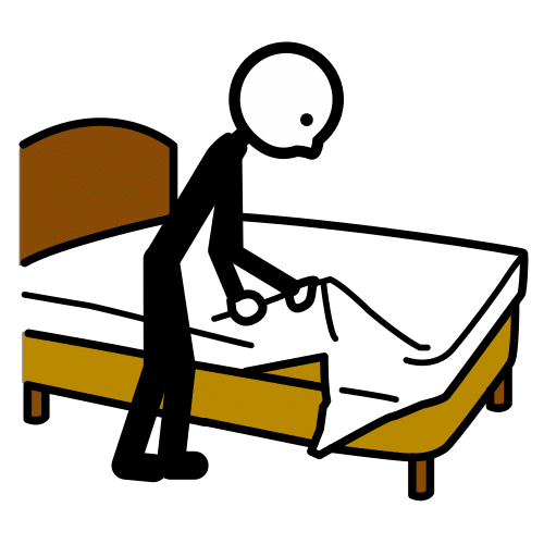 En la imagen aparece un pictograma que representa la acción hacer la cama