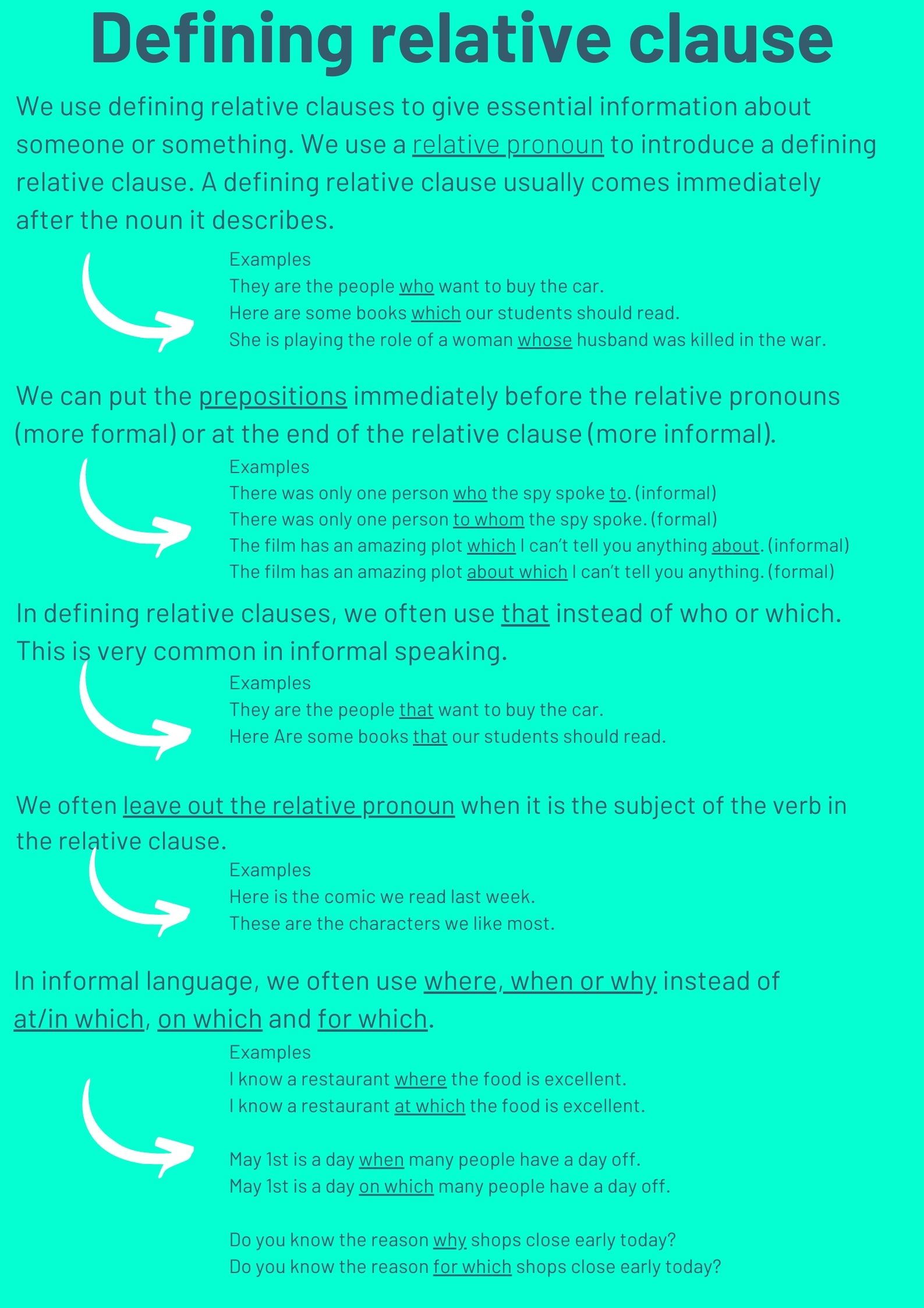 Defining relative clauses