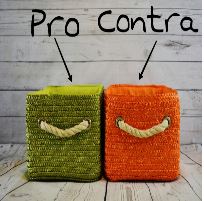 La imagen muestra dos cajas, la de la izquierda tiene escrita arriba pro y la de la derecha contra.