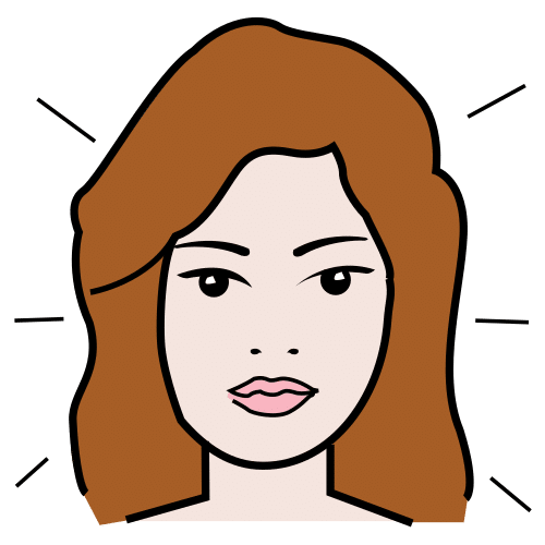Appealing La imagen muestra la cara de una mujer de pelo largo, alrededor de su rostro salen destellos.