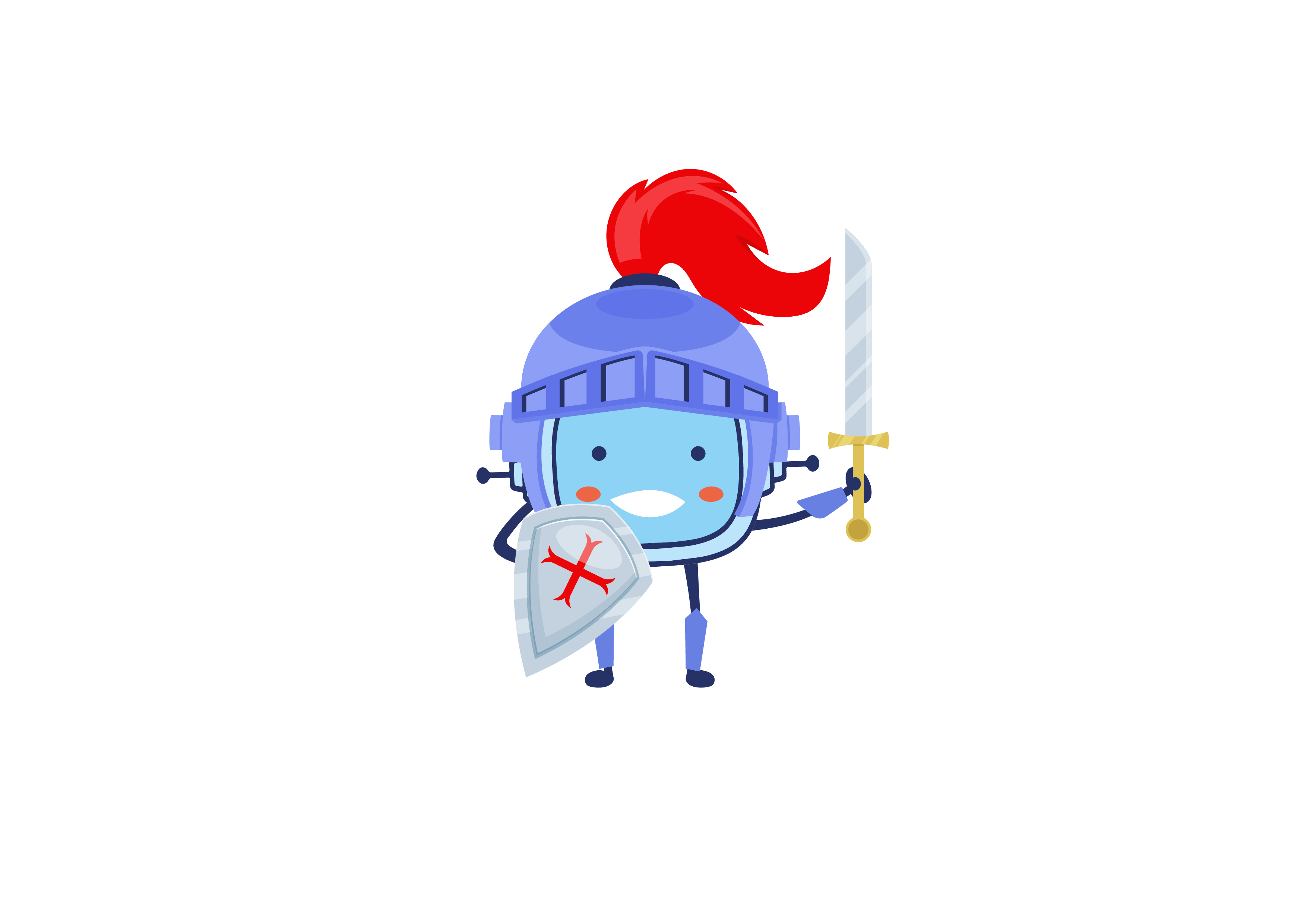 Knight La imagen muestra a Rétor con una espada, un escudo y un casco.