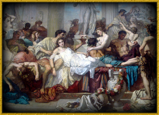 Escena tópica de banquete romano