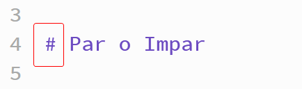 Imagen donde aparece una línea de código de Python destacando el signo de almohadilla para indicar que lo que viene a continuación es un comentario.