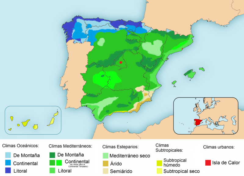 Dominios climáticos de España