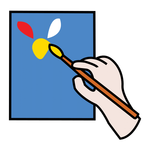 Pictóricos Una mano pintando sobre un lienzo.